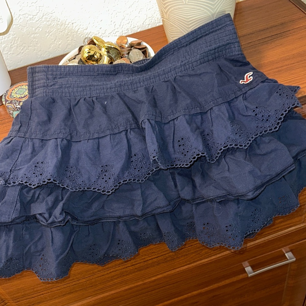 Hollister Navy Tiered Mini Skirt